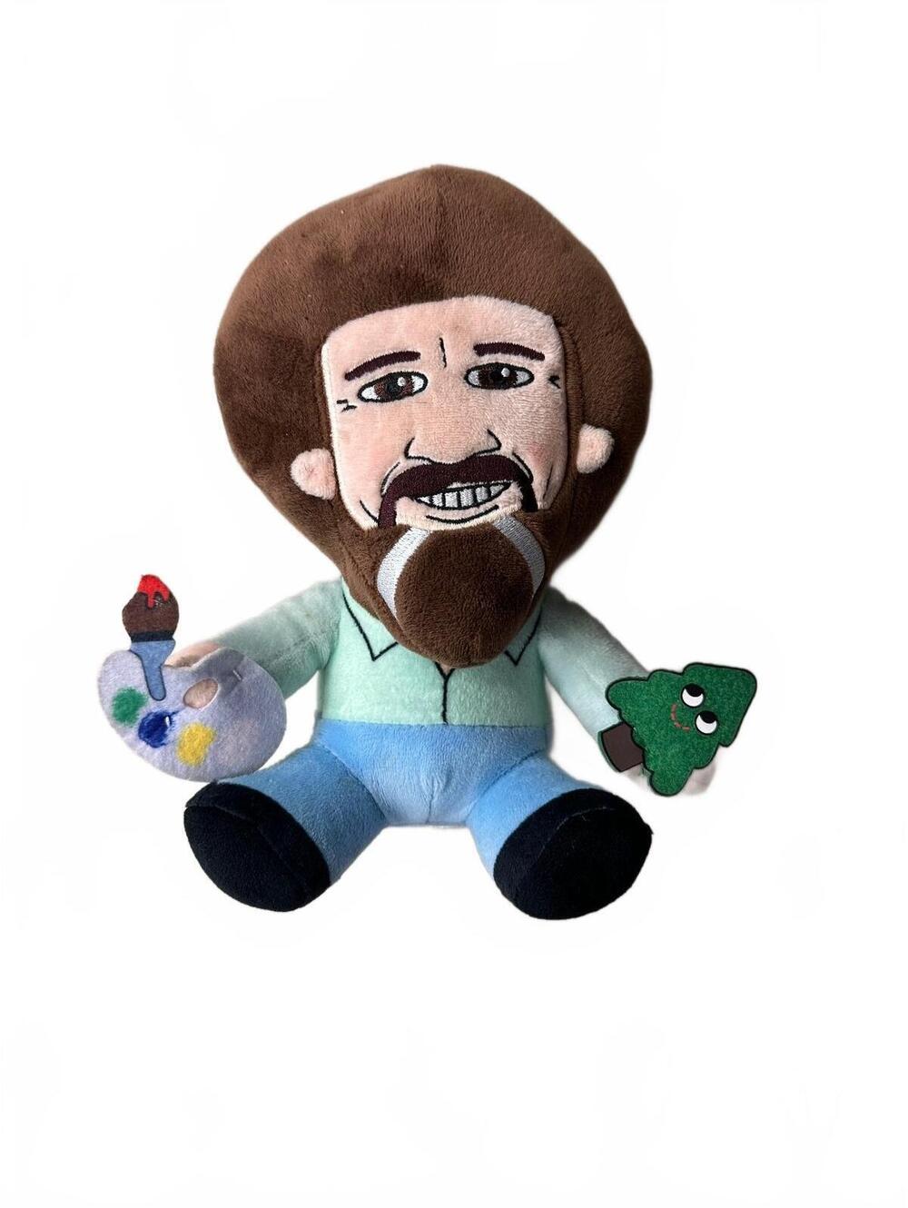 Kidrobot Bob Ross Plush Doll with Paint Palette and Tree
